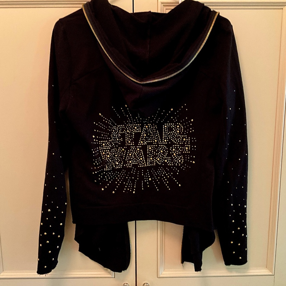 Rock & Republic Star Wars Hi-Lo Rhinestone Bedazzled Open Hoodie